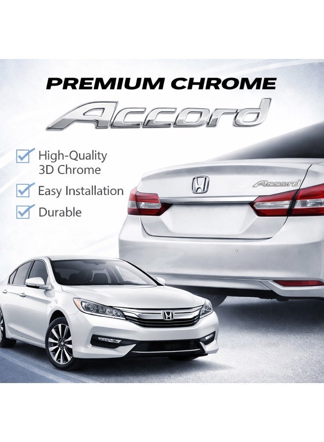 Accord Chrome Car Emblem Rear Trunk Badge 3D Metallic Letter Logo Adhesive Backed Nameplate Sticker for Sedan Boot Lid Tailgate Exterior Decoration Replacement Waterproof Scratch Resistant Easy Install Automotive Accessory - Image 5